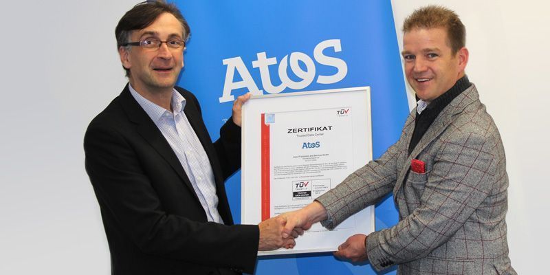 Atos Data Center, Vienna North receives "TÜV Trusted Data Center" certification from TÜV TRUST IT TÜV AUSTRIA GmbH  (f.l.t.r): Johann Martin Schachner (Country Manager, Atos Austria) Harald Montenegro (TÜV TRUST IT) (C) Atos