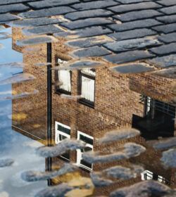 Cobblestone,With,Reflection,Of,House,In,Puddle,After,Rain