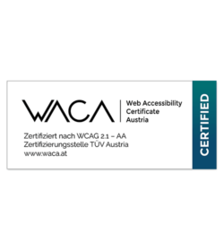 WACA_Web_Accessibility_Austria_Zertifizierungsstelle_TUV_AUSTRIA_Badge_Certified_500x560px